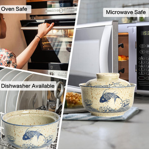 Niturceal Japanese retro-style ramen bowl adds classic aesthetics to meals.