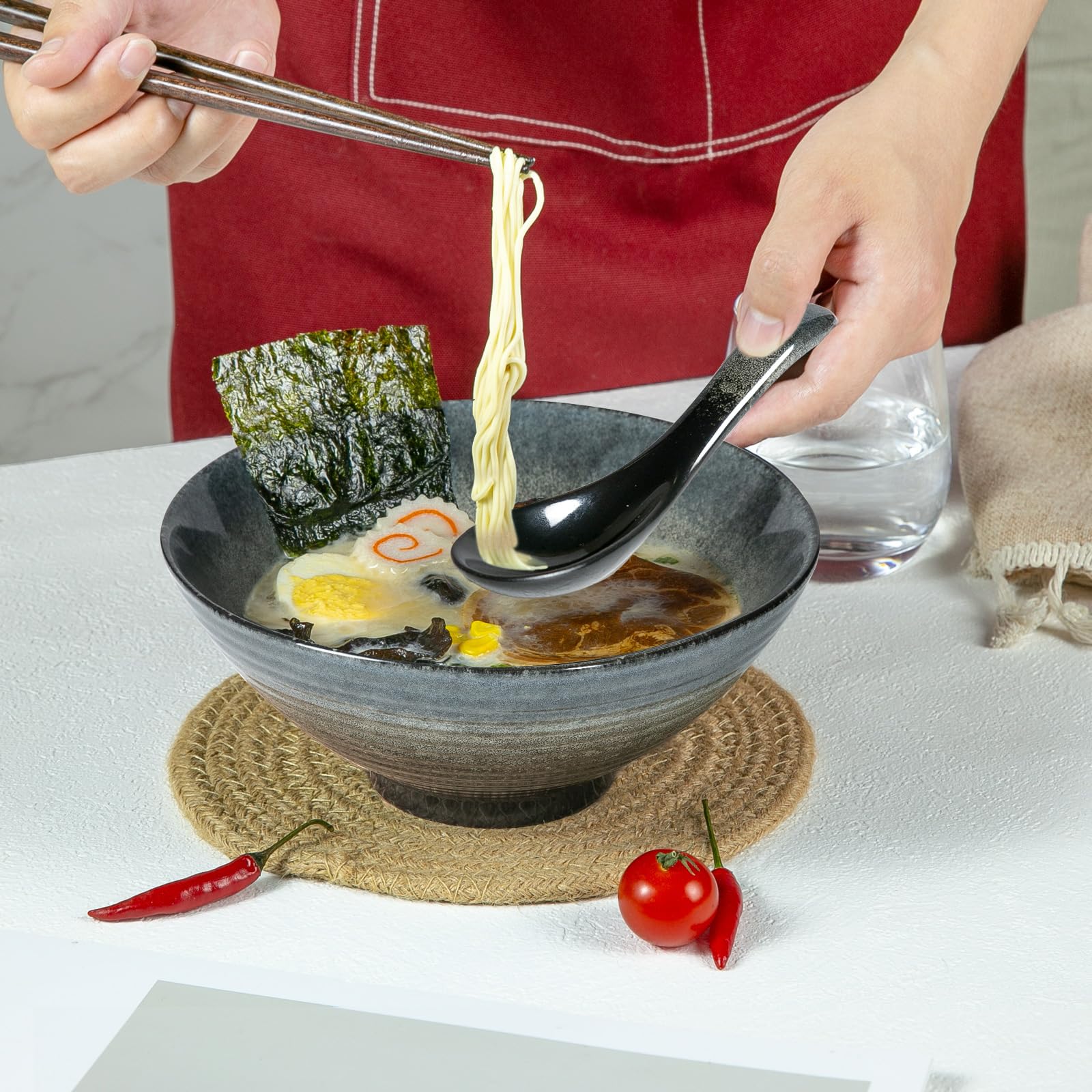 Niturceal ramen bowl dishwasher-safe black, easy cleanup after soups
