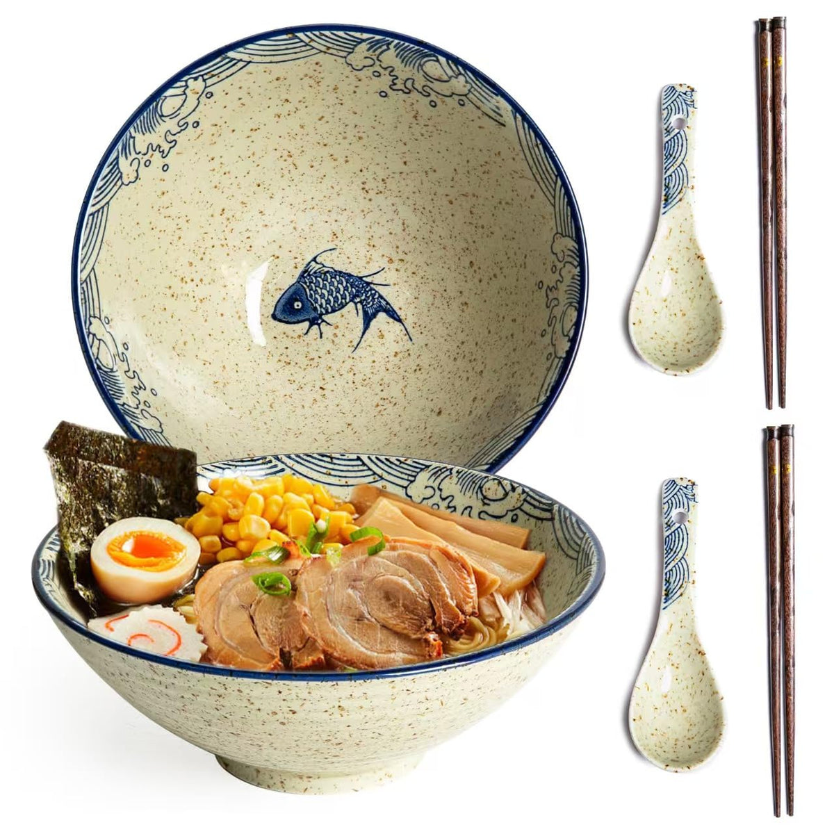 Niturceal ramen bowls set of 2 with 40oz capacity for generous portions