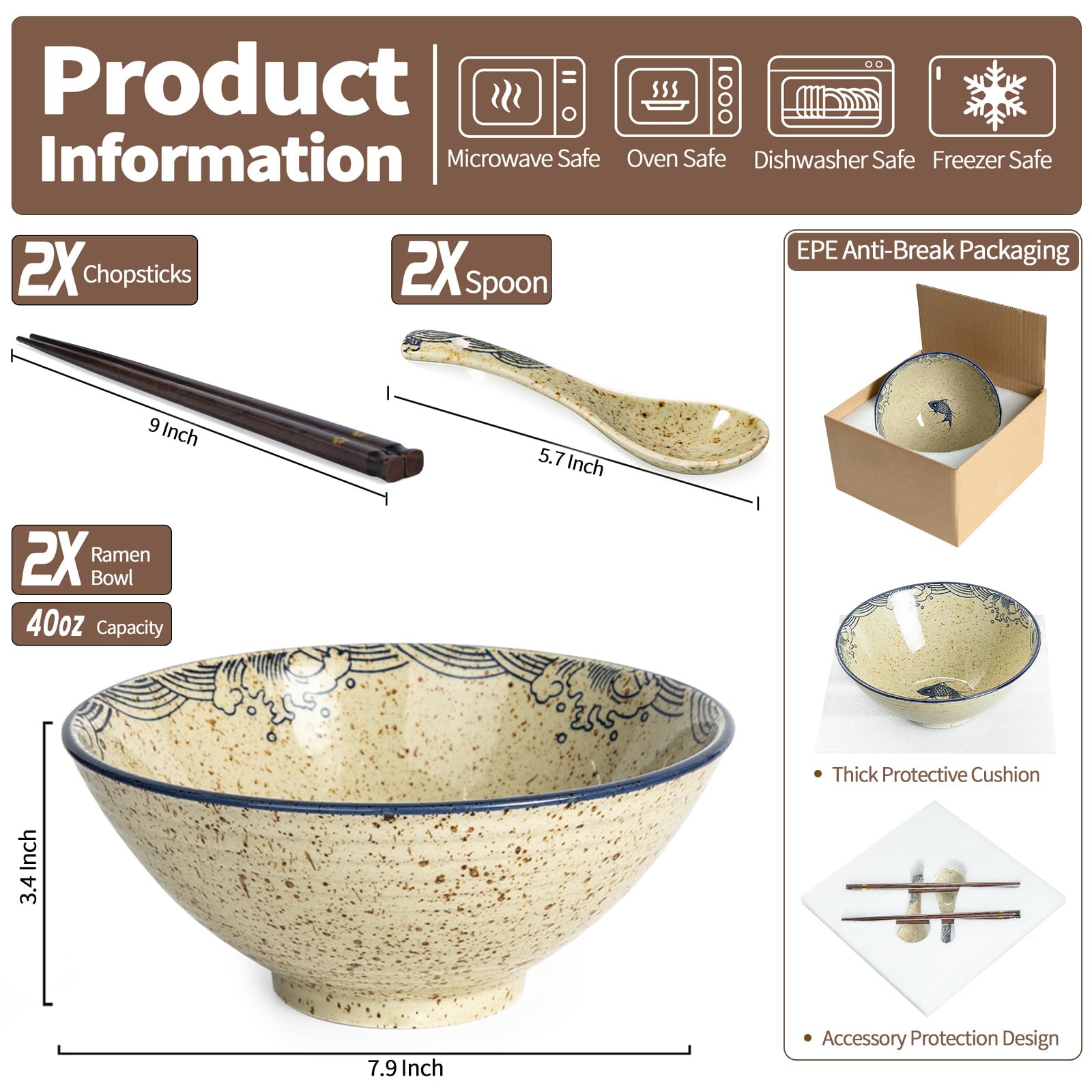 Niturceal spoons and chopsticks complete the dining set