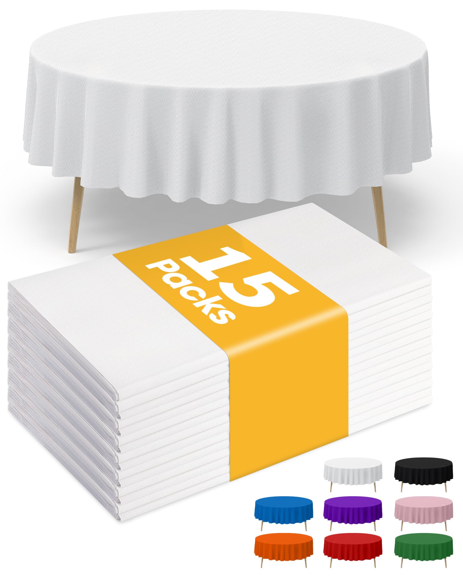 Niuara 84-inch round white tablecloth protecting surfaces during meals.