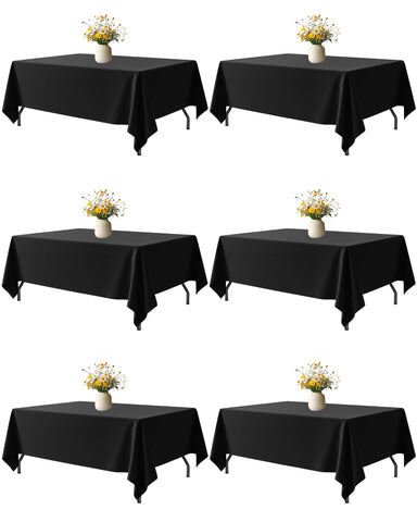 Niuara black fabric rectangle table cloth pack six, durable for parties