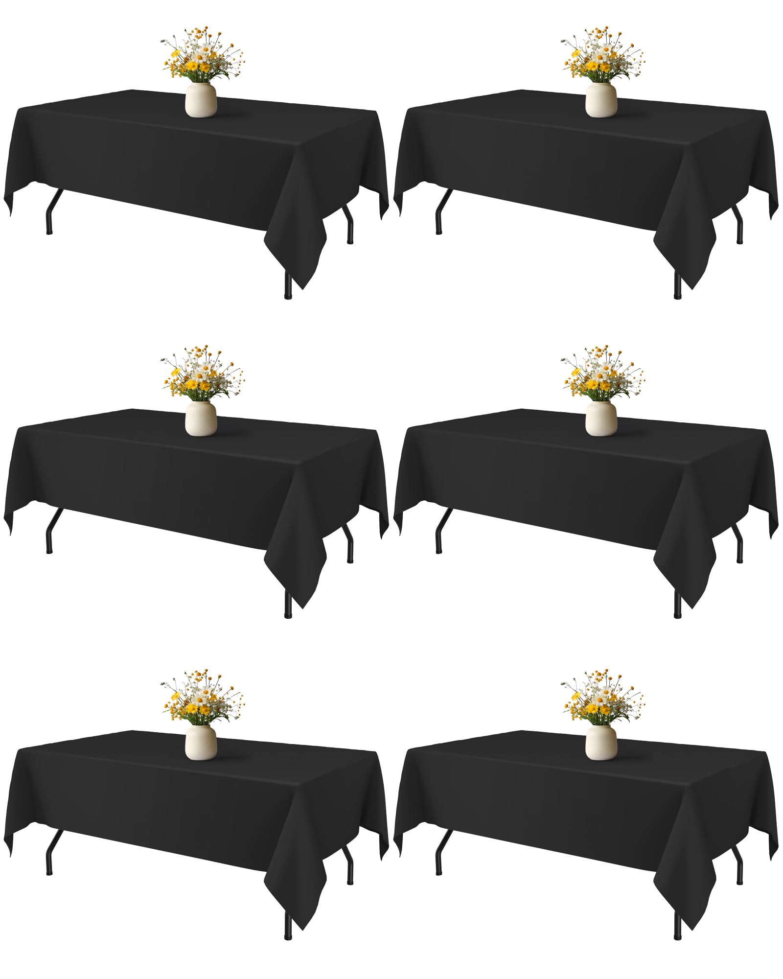 Niuara black rectangle tablecloth close-up showing wrinkle resistance for a smooth setup