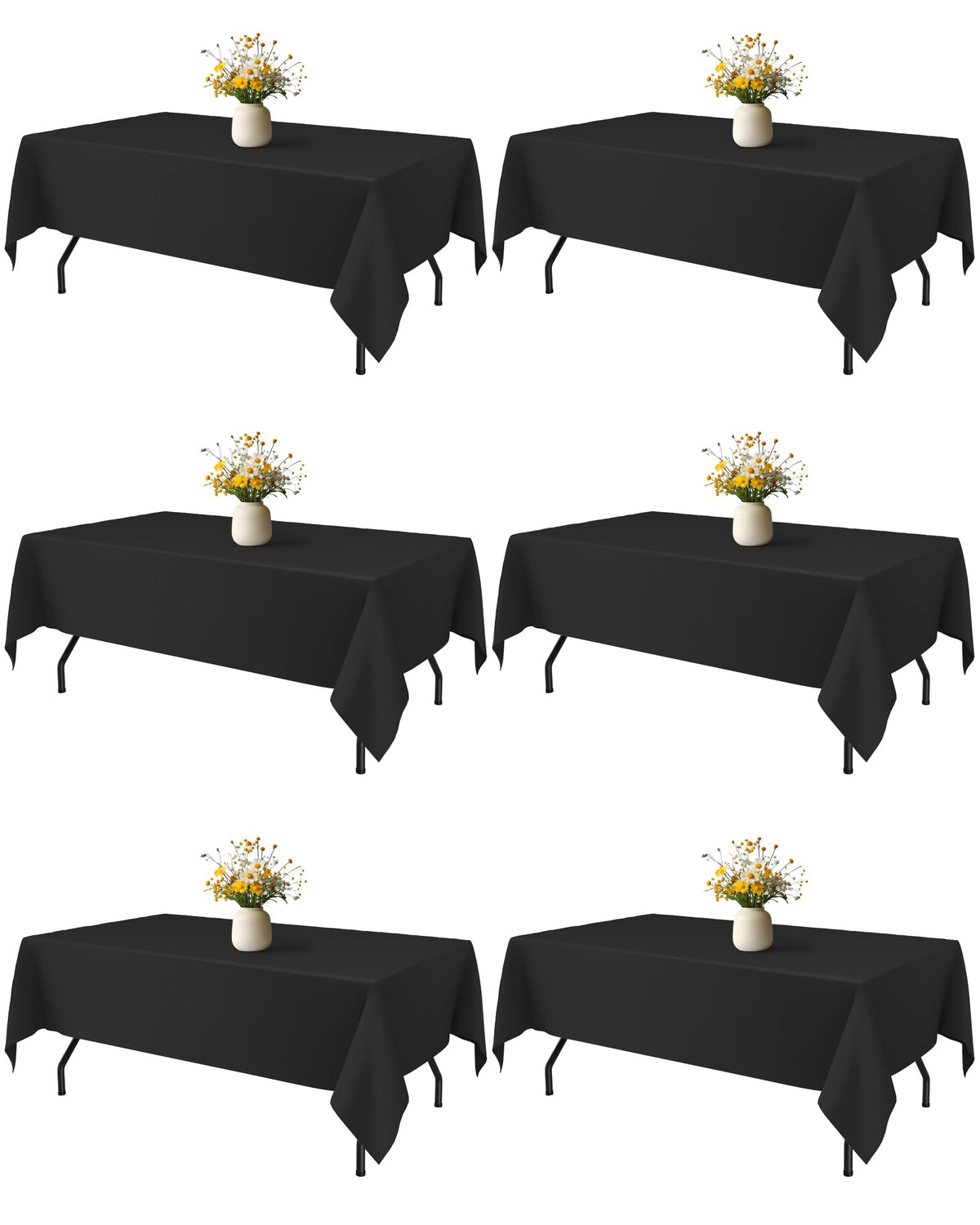 Niuara black rectangle tablecloth close-up showing wrinkle resistance for a smooth setup