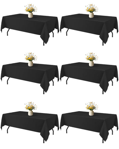 Niuara black rectangle tablecloth close-up showing wrinkle resistance for a smooth setup