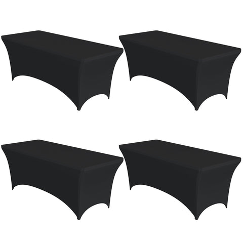 Niuara black spandex tablecloth fits a 6ft table for a polished look.