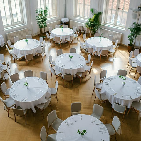 Niuara disposable round tablecloth ideal for quick cleanup after events.