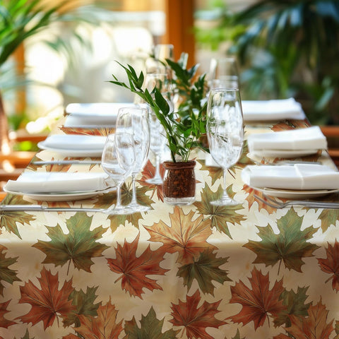 Niuara Fall Maple disposable tablecloth ready for party setup and easy cleanup.