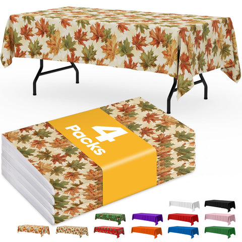Niuara Fall Maple tablecloth on a 6ft table protects surfaces from spills.