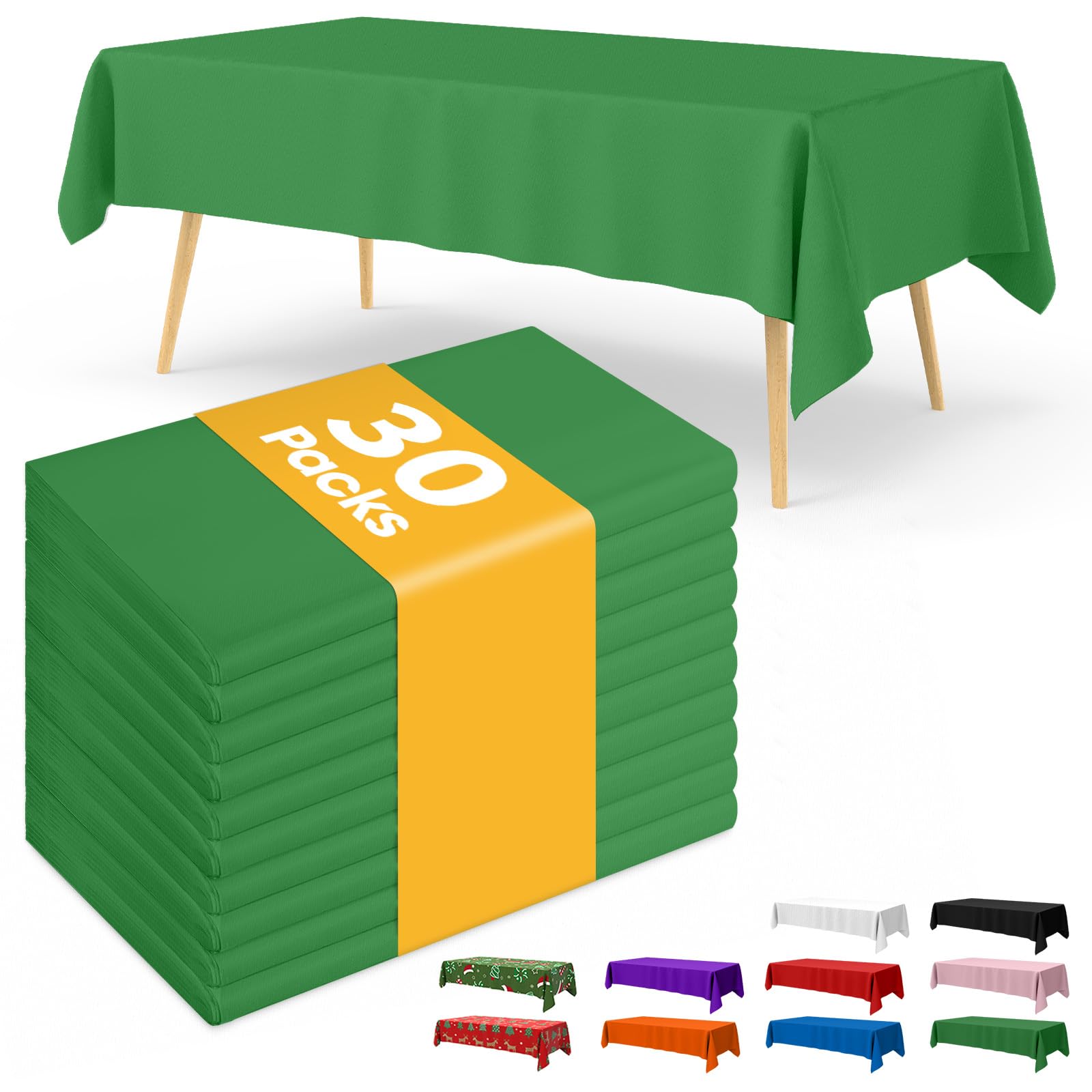 Niuara green plastic table cloth on a 6ft table protecting from spills