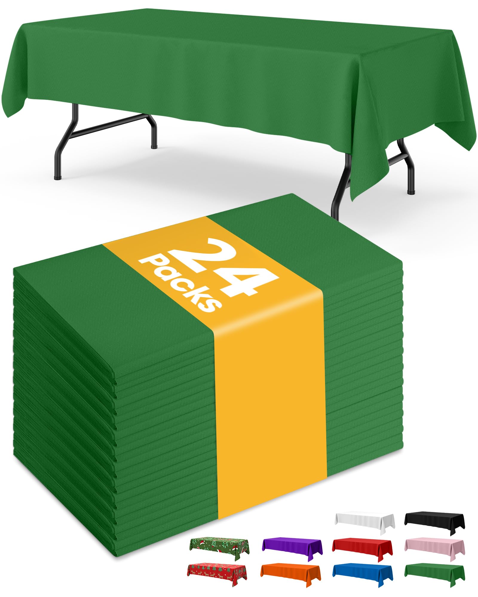 Niuara Green Plastic Table Cloth on a 6ft table, protects surfaces and simplifies cleanup.