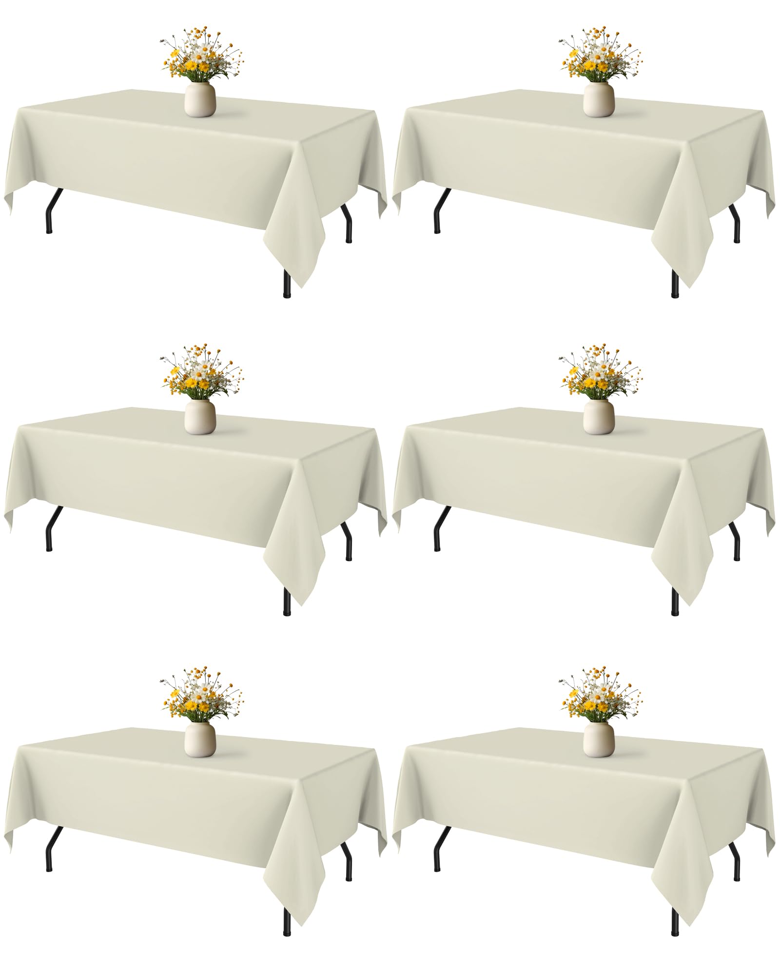 Niuara Ivory tablecloth on a 5ft rectangle table showing smooth drape