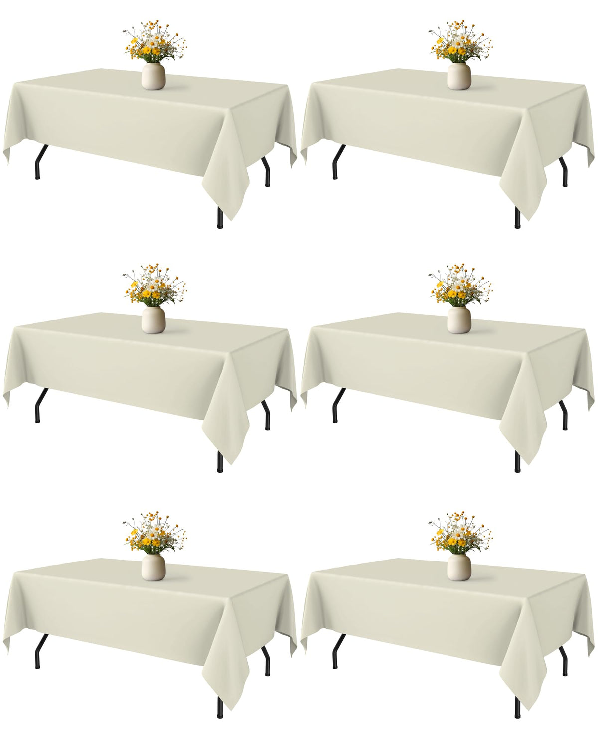 Niuara Ivory tablecloth on a 5ft rectangle table showing smooth drape