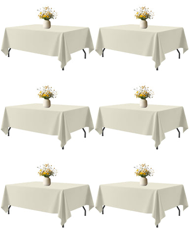 Niuara ivory rectangle tablecloth, 60x102 inches, six-pack for 5ft tables, durable and easy care.