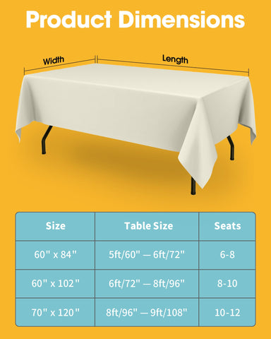 Niuara ivory rectangle tablecloth offers heat protection to shield the table.