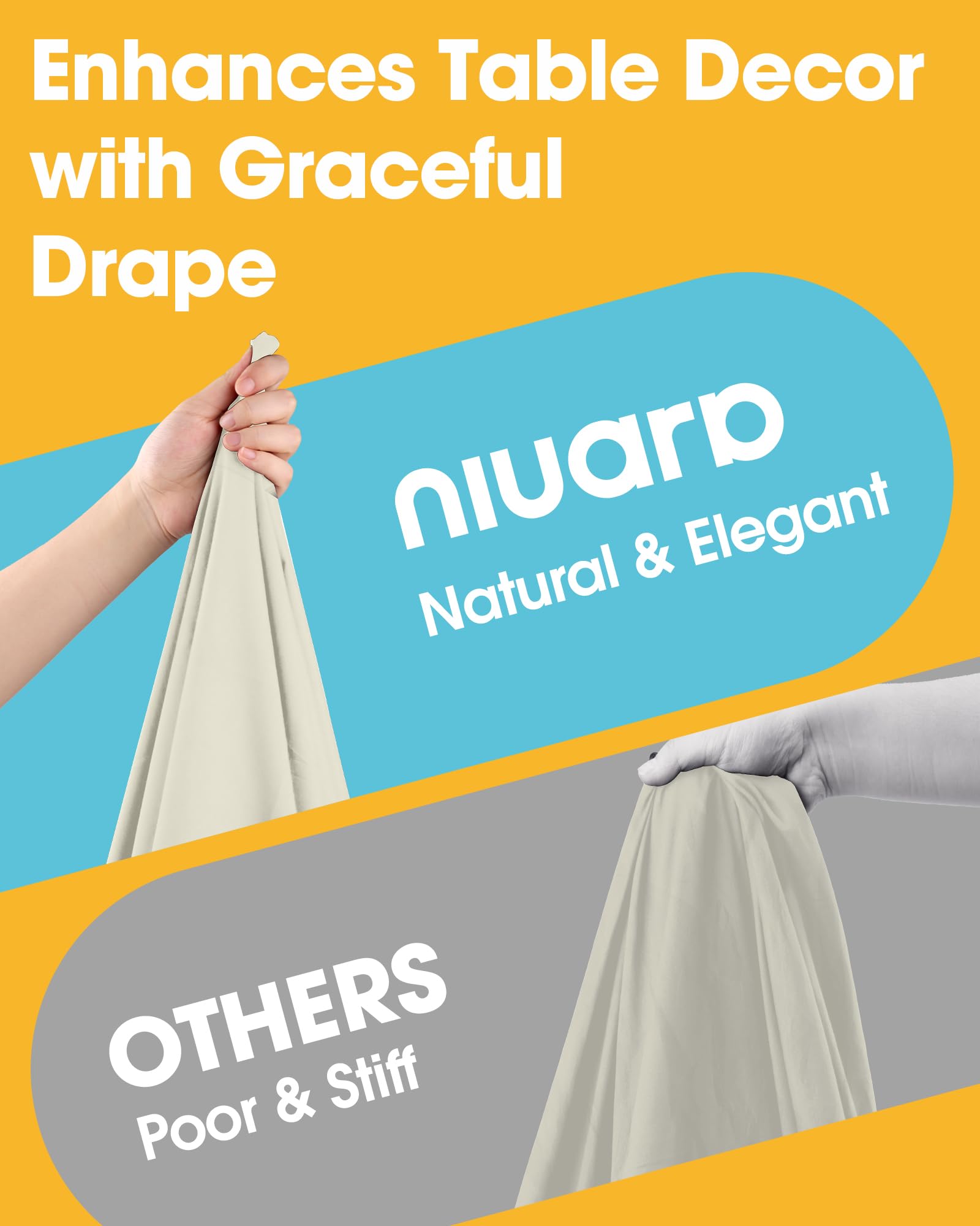 Niuara ivory rectangle tablecloth being machine washed