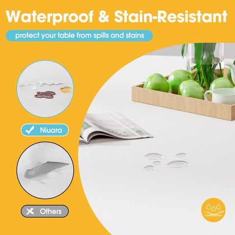 Niuara PEVA round tablecloth with tear resistance for durable use.