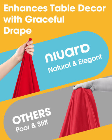 Niuara red rectangle tablecloth being machine-washed for easy reuse.
