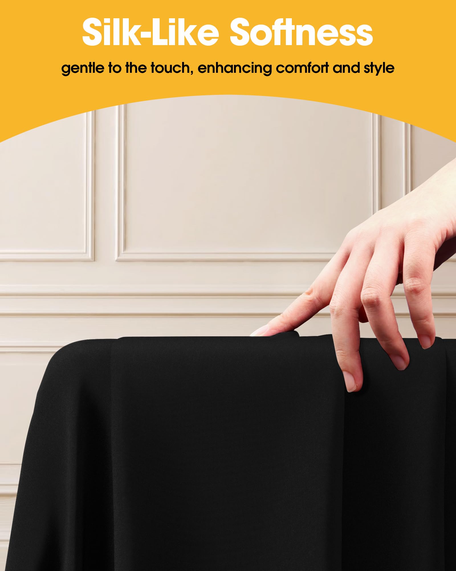 Niuara six-pack black rectangle cloths arranged for an elegant wedding