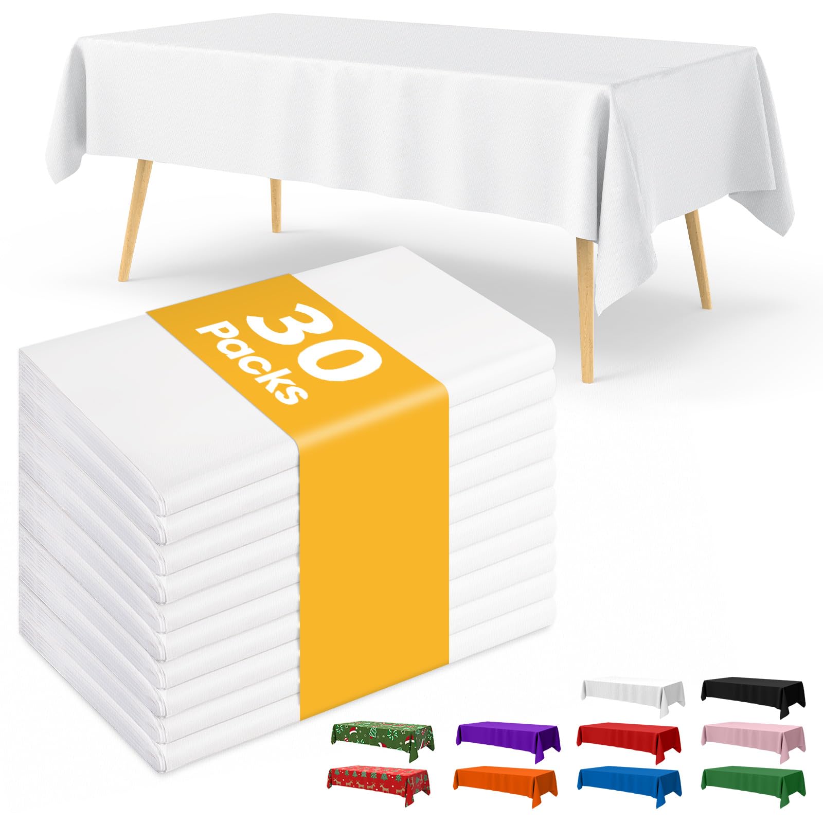 Niuara white disposable tablecloth on a 6ft table for quick setup