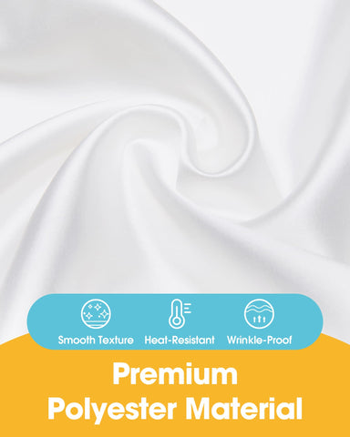 Niuara white rectangle table cloth set on a wedding dining setup.