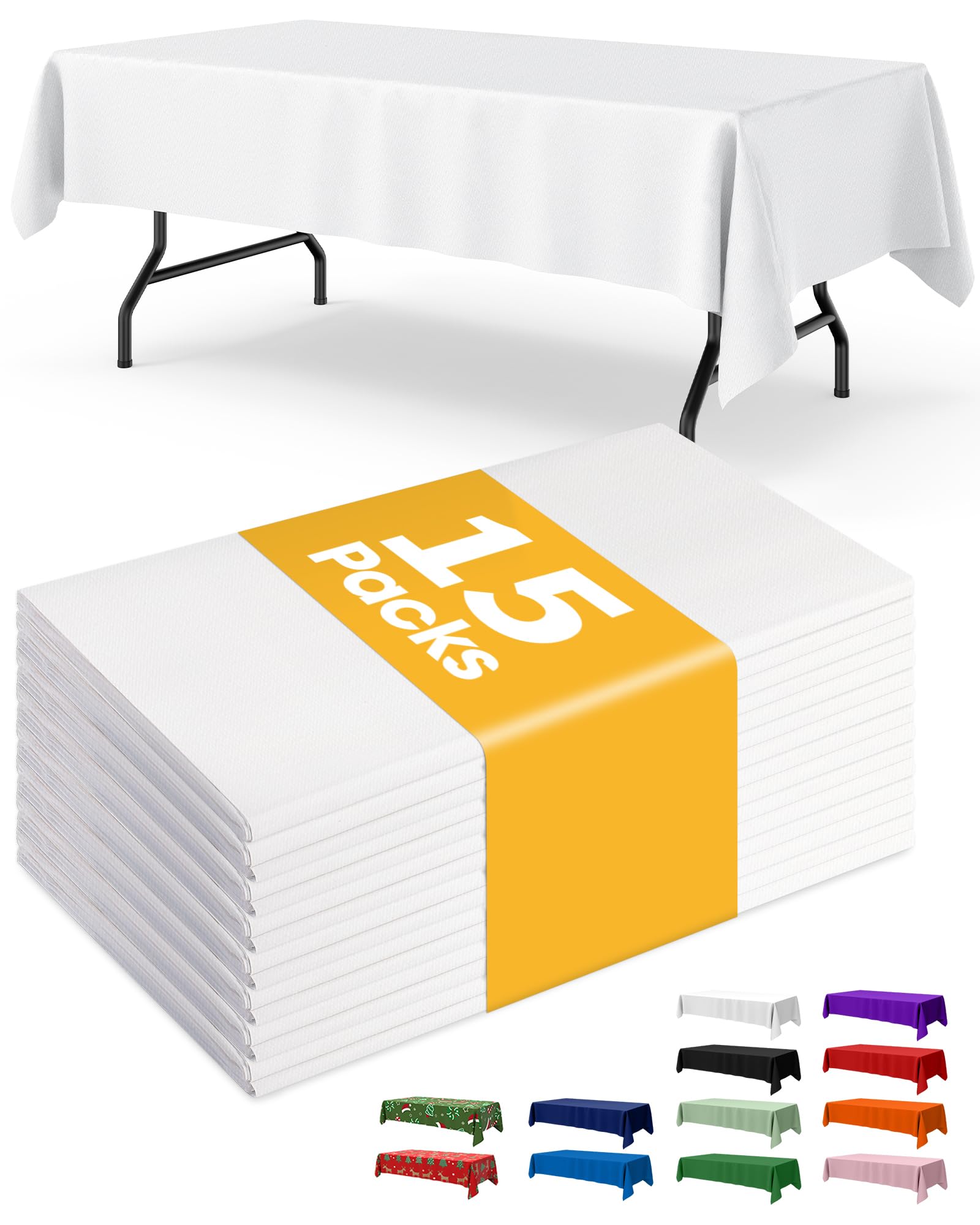 Niuara white 54x108 tablecloth spread on a 6ft table for holiday gatherings.