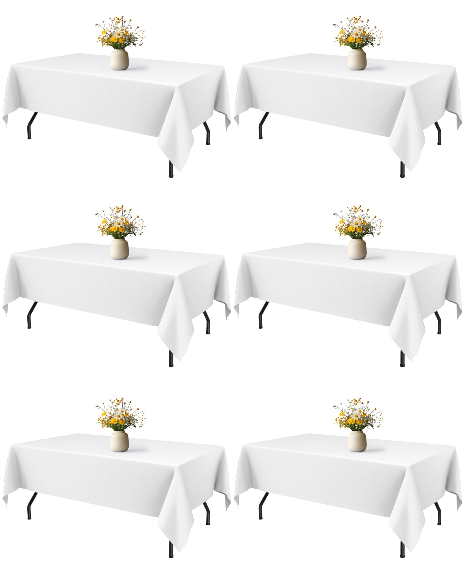 Niuara white 60x84 tablecloth draped on a 5ft table for elegant dining.