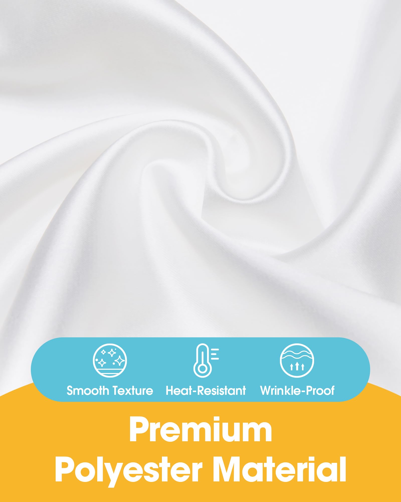 Niuara white tablecloth flat lay showing smooth wrinkle-resistant fabric.
