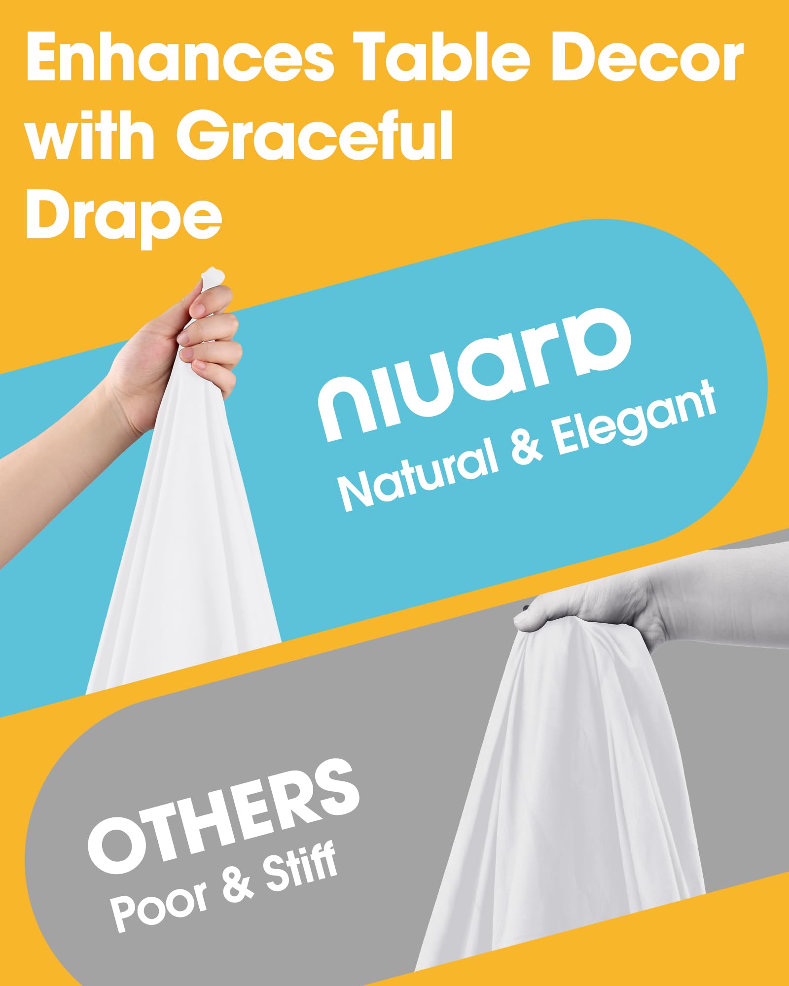 Niuara white tablecloth heat-proof design in a formal event setup.
