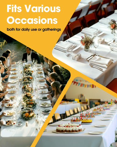 Niuara wedding reception table setting with white rectangle cloth.