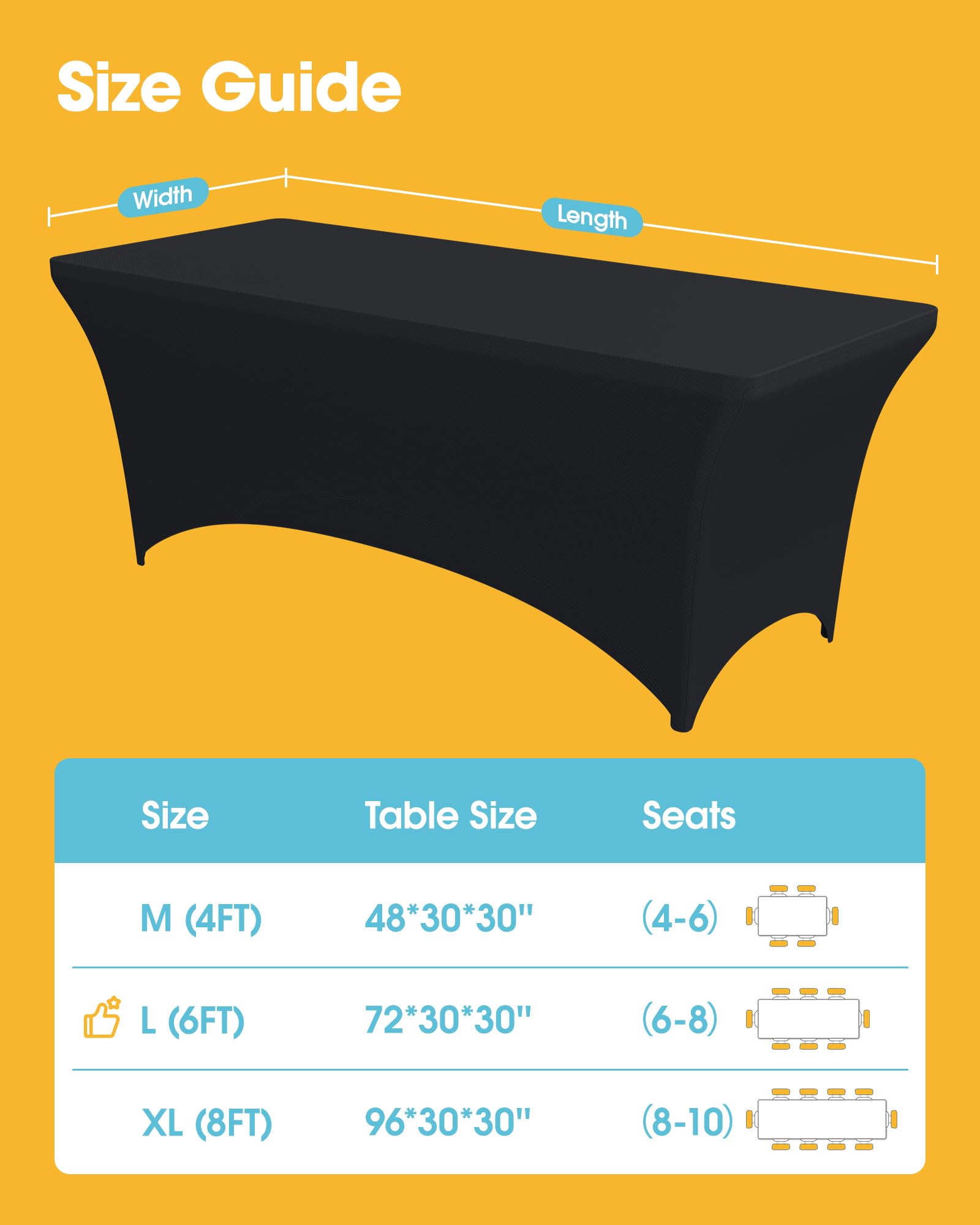 Niuara wrinkle-resistant fabric keeps surfaces smooth between events.