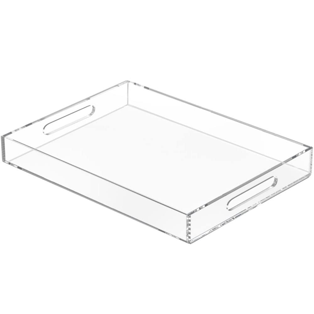 NIUBEE clear serving tray 12x16 inches with handles for easy carrying