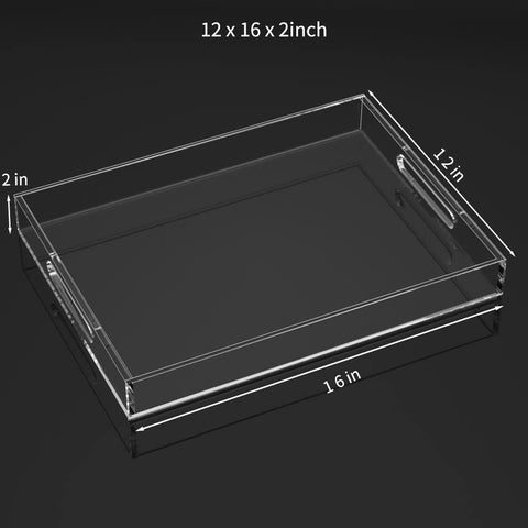 Spill-proof acrylic tray with high sides and sealed corners
