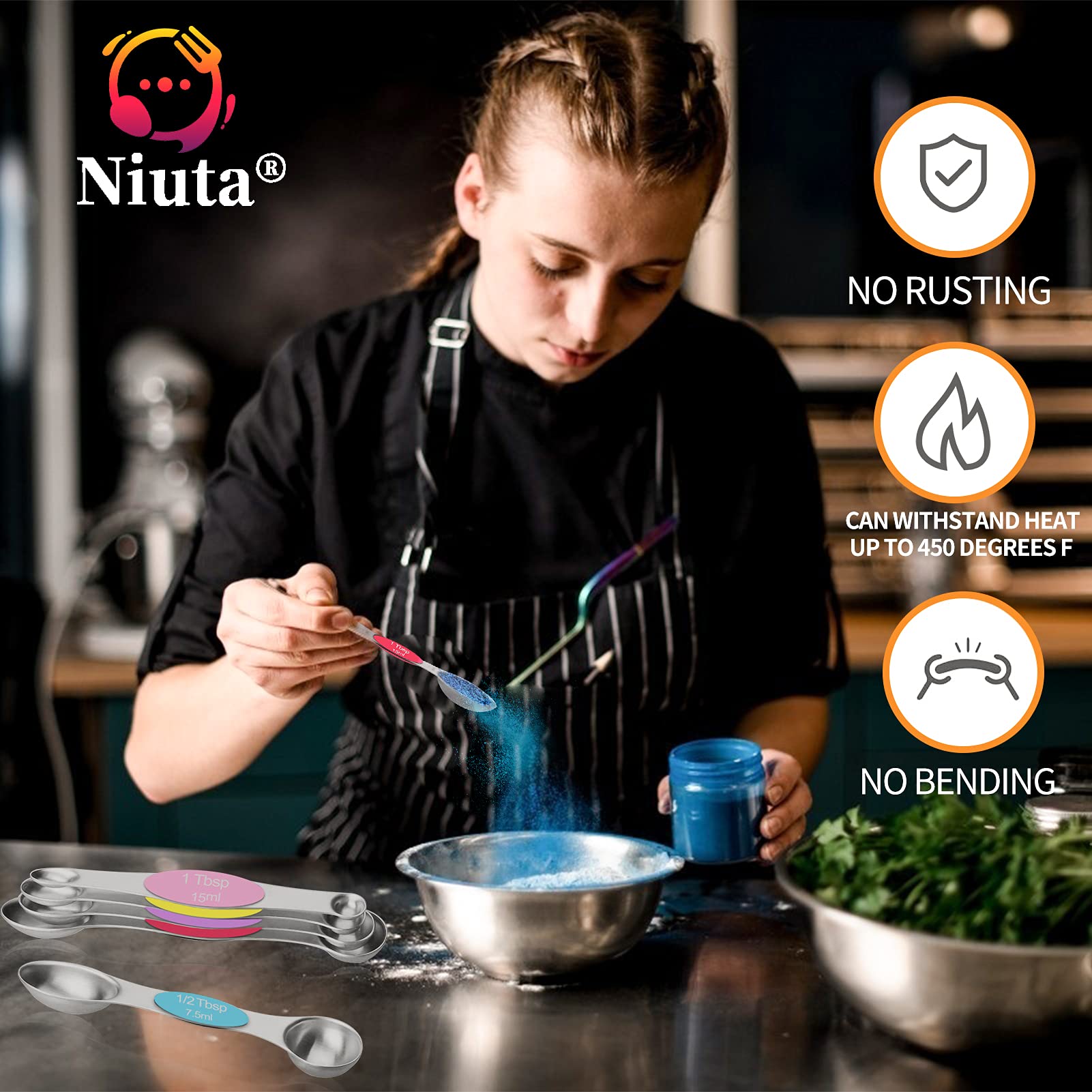 NIUTA spoons stack neatly thanks to magnets, keeping utensils organized in the drawer