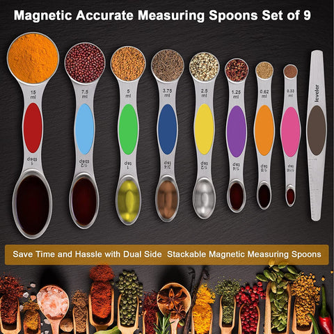 NIUTA 9-piece set offers multiple sizes from 1/16 tsp to 1 Tbsp
