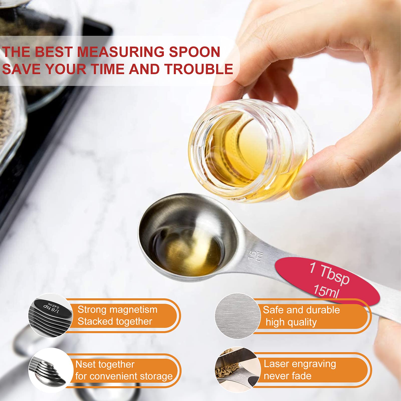 NIUTA German stainless steel spoons with brushed finish, durable and dishwasher safe