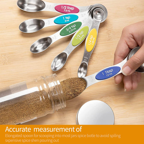 NIUTA spoons with color-coded labels for quick size recognition during cooking
