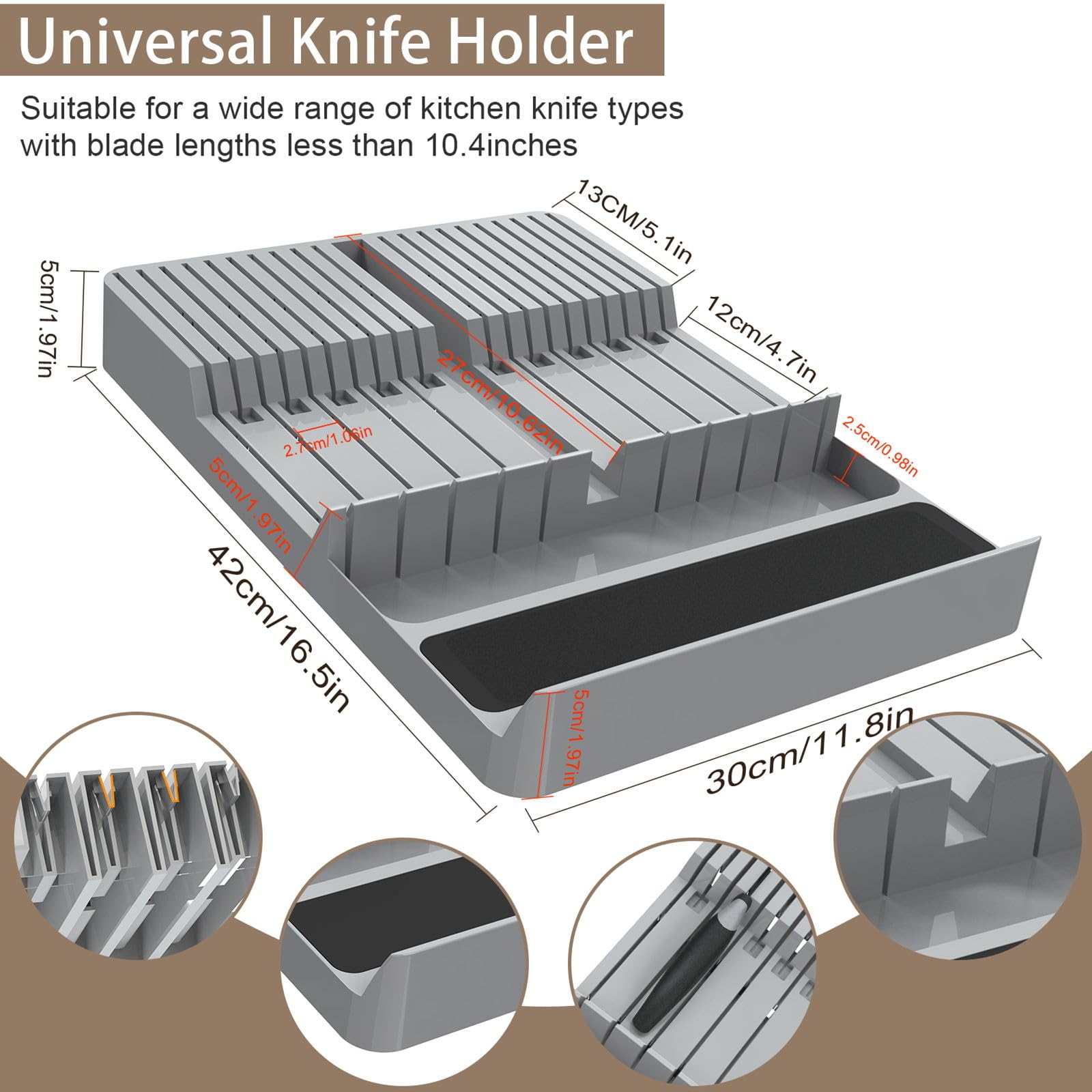 NIUXX horn-slot design prevents movement when drawers slide smoothly