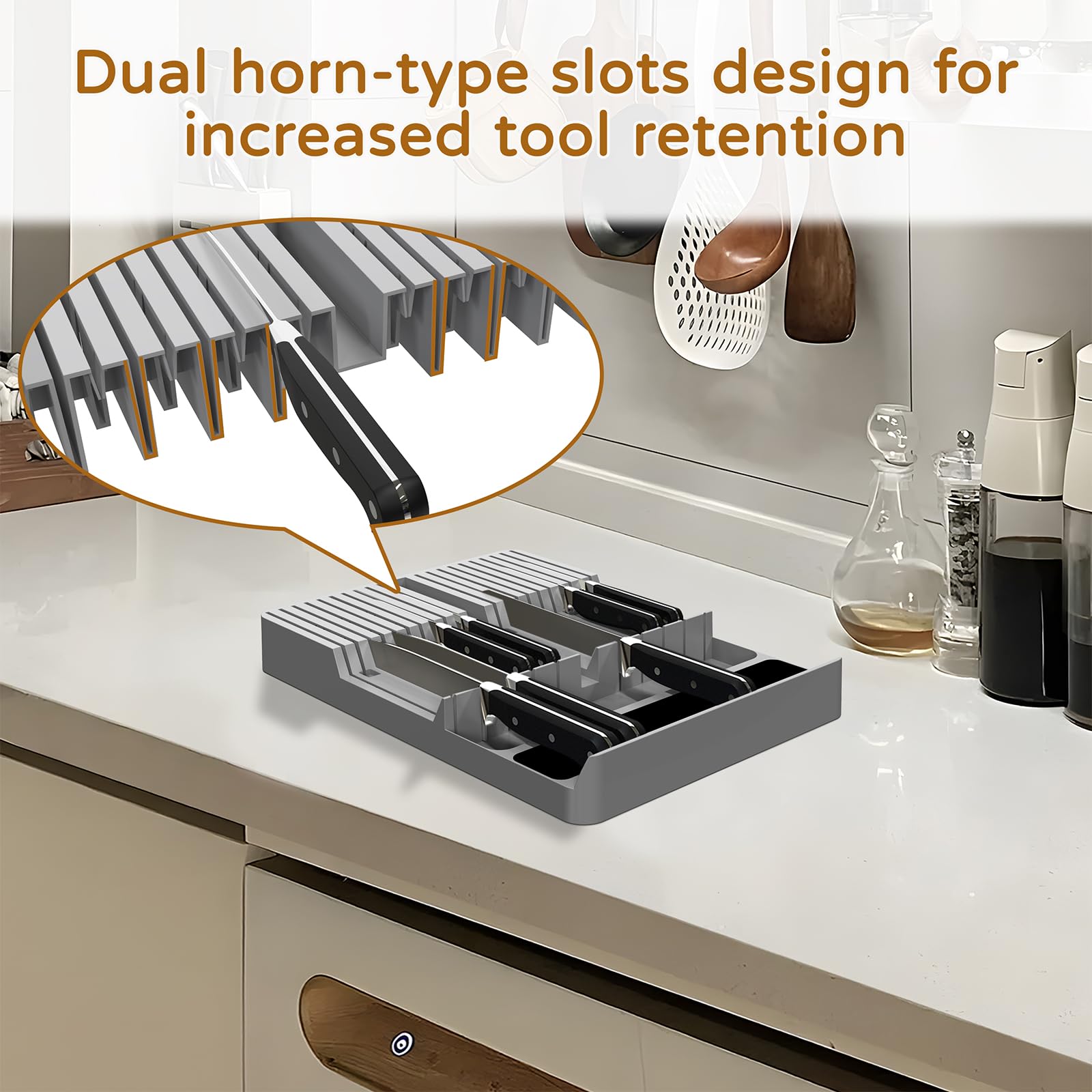 NIUXX upgraded 21-slot knife holder ensures secure positions for easy retrieval