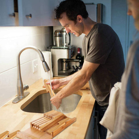 Includes knife sharpener slot for convenient maintenance.