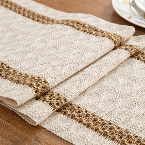 Niviy Boho table runner front view with cream and brown tones for elegant dining