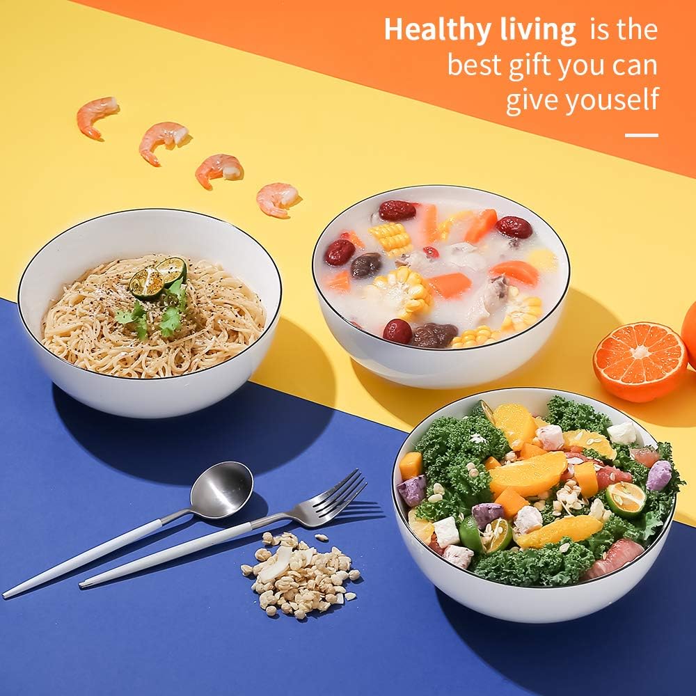 NJCHARMS pho-bowl-flat-bottom-stable design reduces tipping and rattling