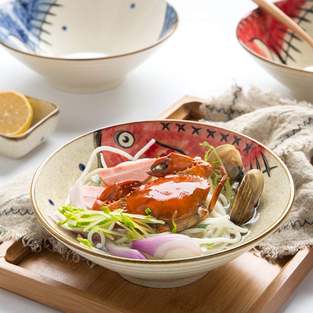 NJCHARMS ramen bowl with spoon and chopsticks included for convenient dining.