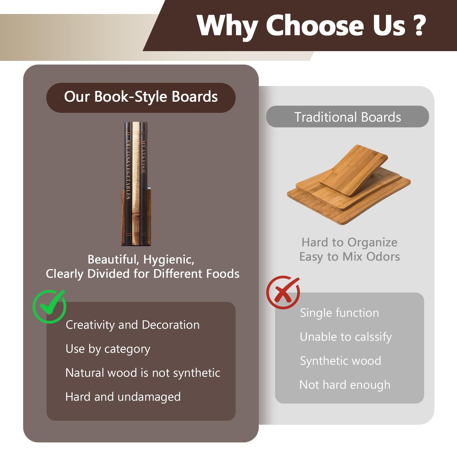 NKDFRI book cutting boards on kitchen counter as decor and prep