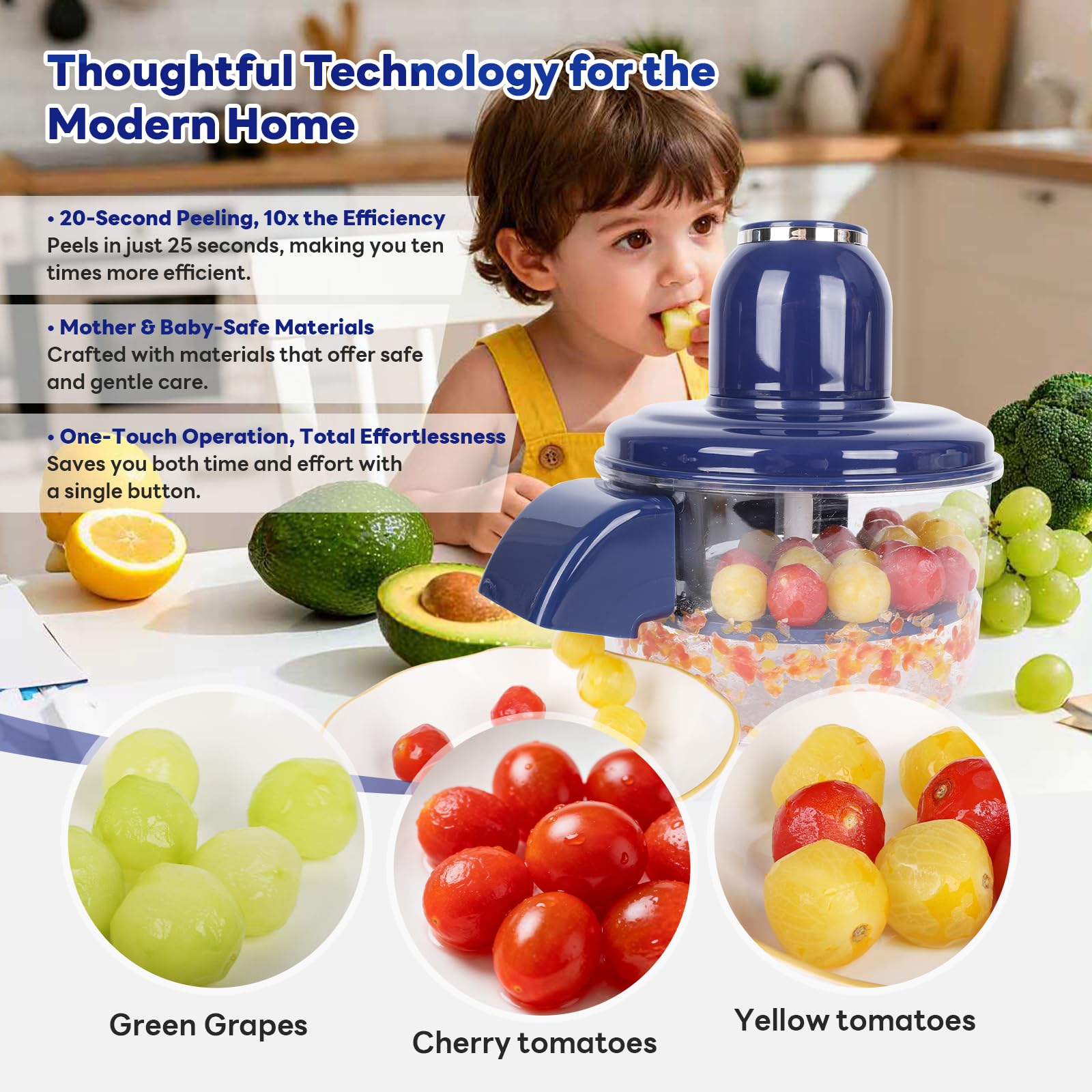 NKDFRI cordless rechargeable peeler with USB charging on display.