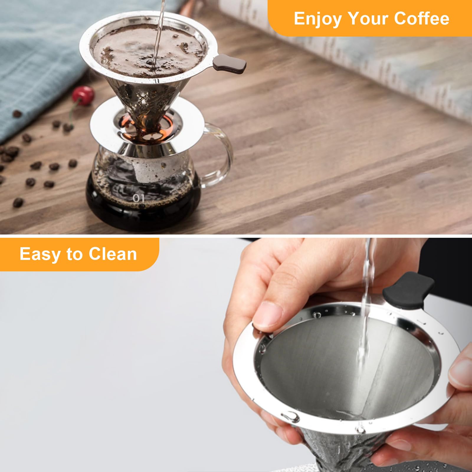 Nkove eco-friendly design reduces paper waste during brewing.