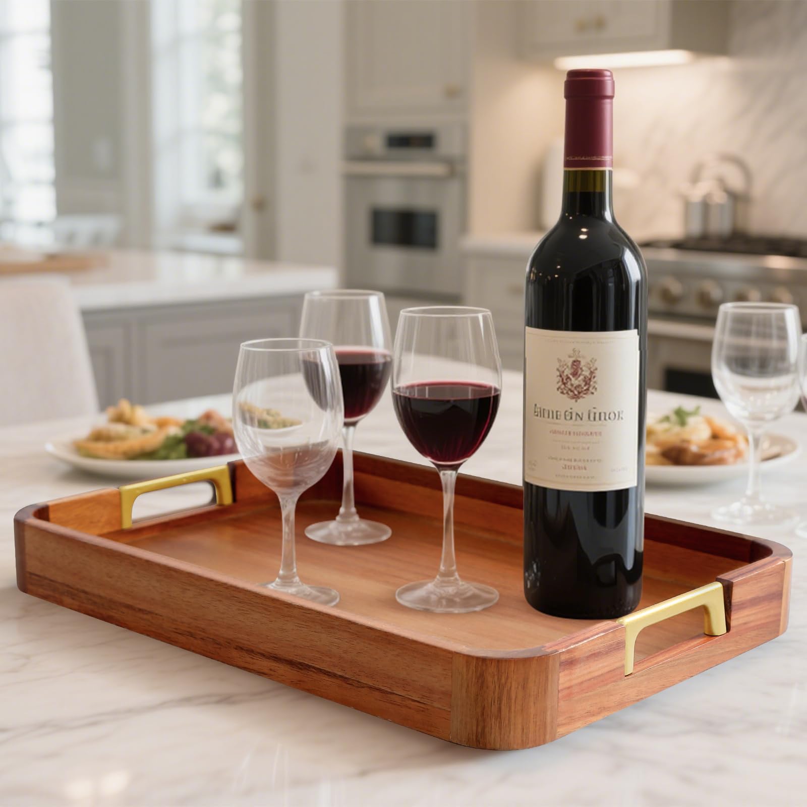 NLHL Durable acacia wood tray combines warmth with practical daily hosting use.