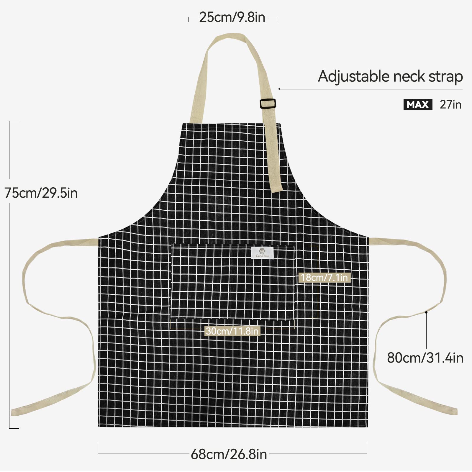 NLUS wide waistband extension on kitchen apron for extra coverage.