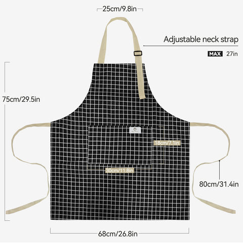 NLUS wide waistband extension on kitchen apron for extra coverage.