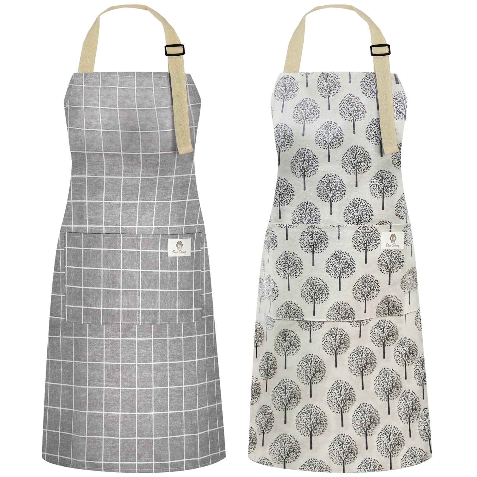 NLUS 2-pack waterproof cooking apron with gray stripe keeps clothes clean while cooking.